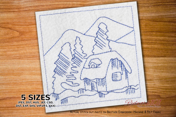 Christmas Snow Home Redwork