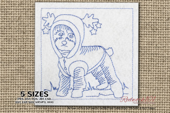 Dog Christmas Costume Lineart Design