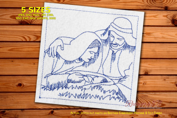 Nativity Scene with Holy Family Redwork Review